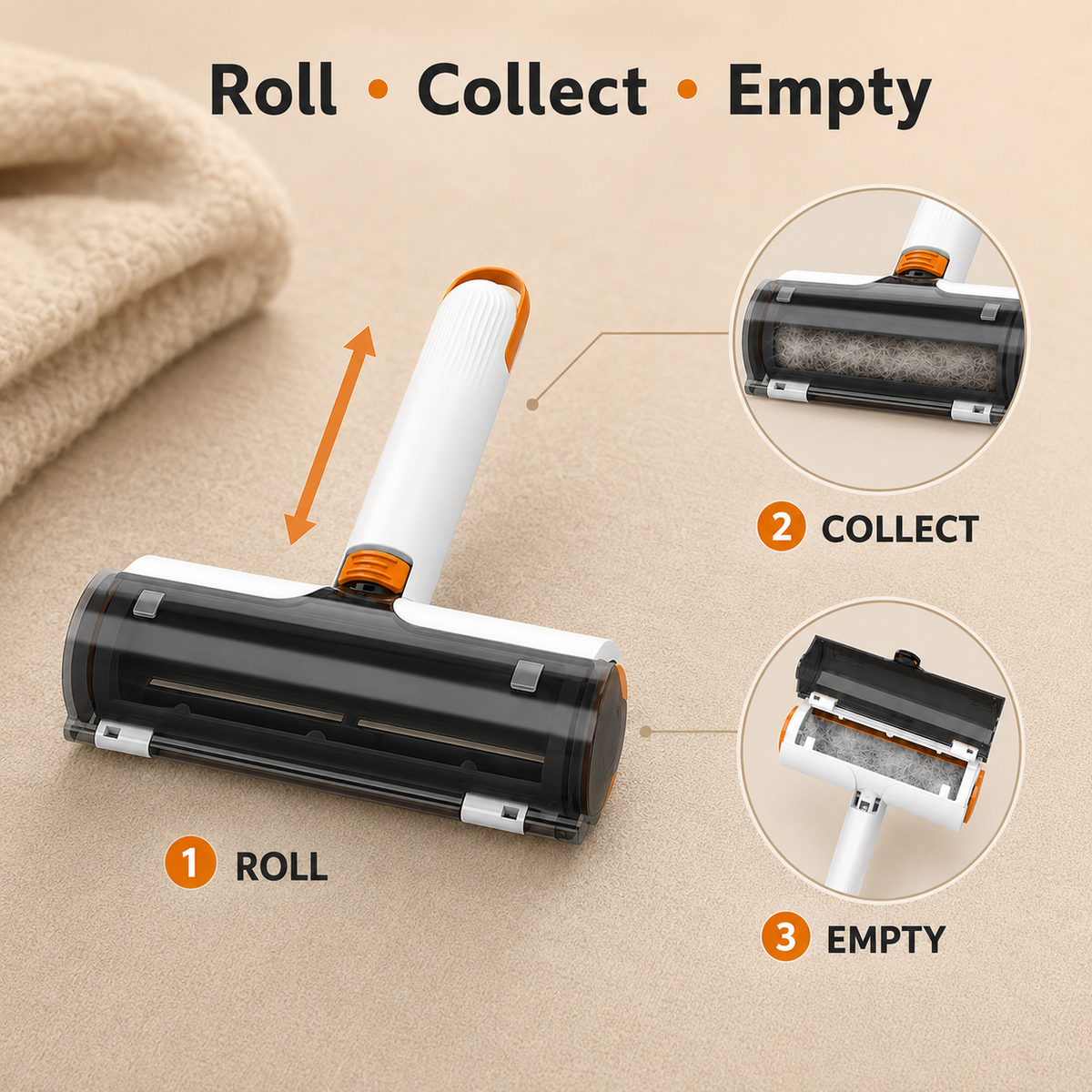 FurRoll™ Reusable Pet Hair Roller for Dogs & Cats