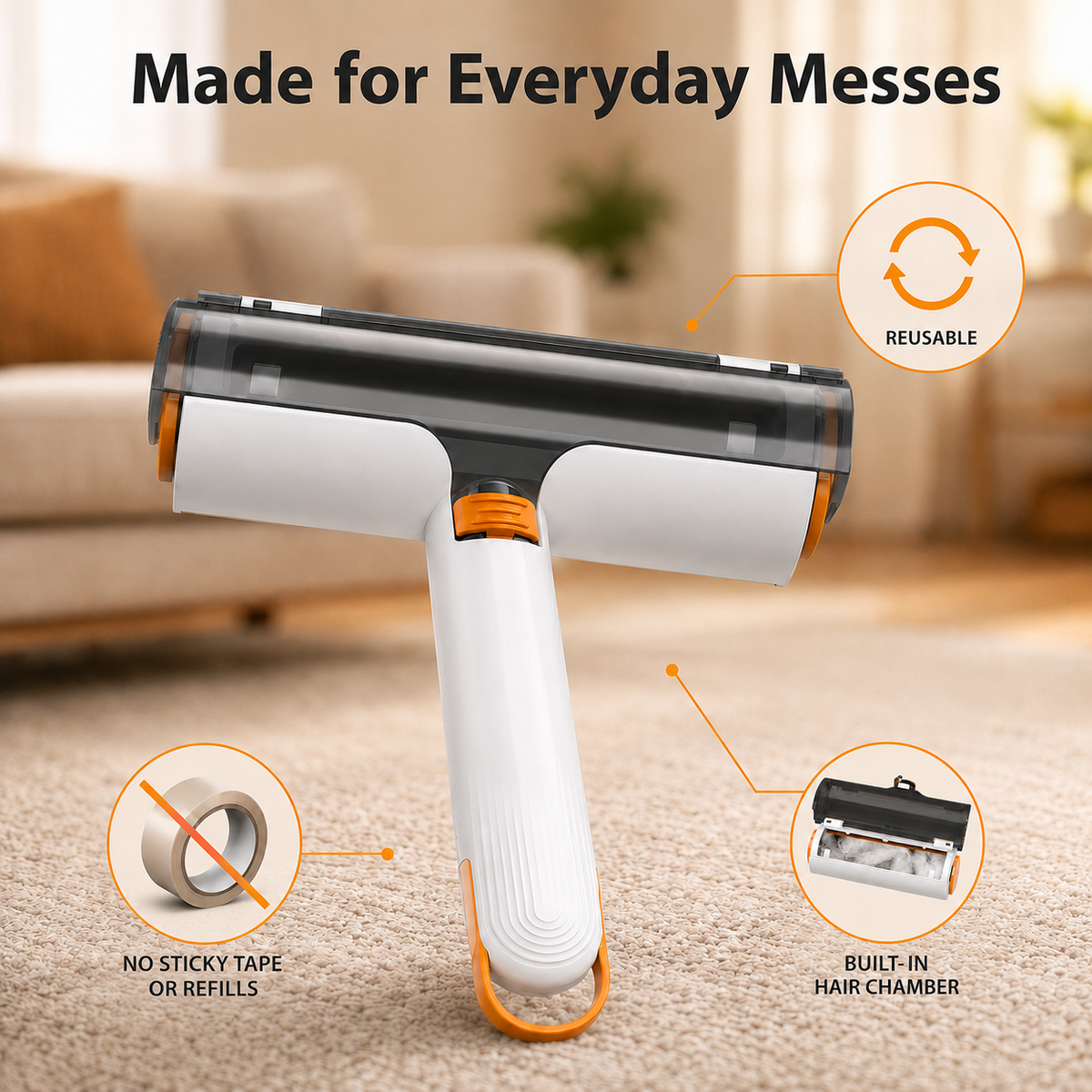 FurRoll™ Reusable Pet Hair Roller for Dogs & Cats
